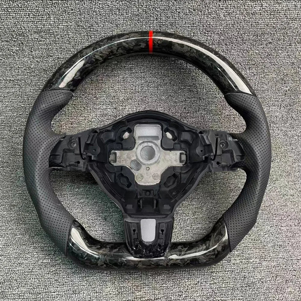 Forged carbon fiber leather sports steering wheel